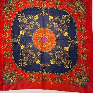 Berkshire Vibrant Red and Navy Women’s Square Scarf